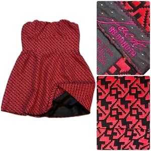 Jack by BB Dakota Pretty Black and Coral Pink Strapless Mini Dress